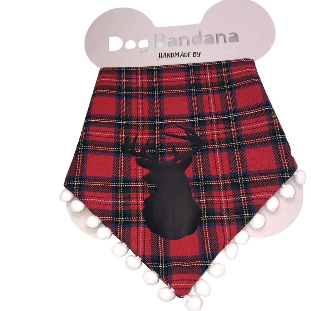 pet bandana Over the Collar Red Tartan Plaid Dog Bandana